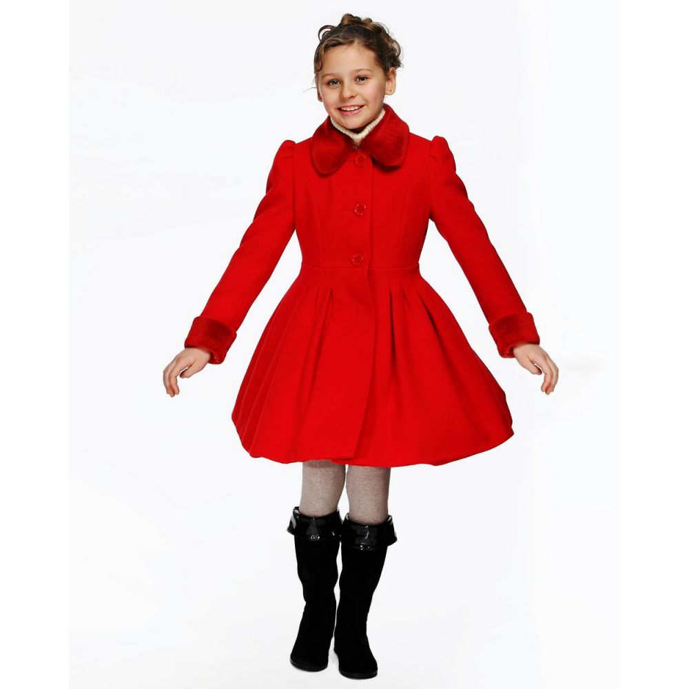 Пальто демисезонное для девочки Д079 красный