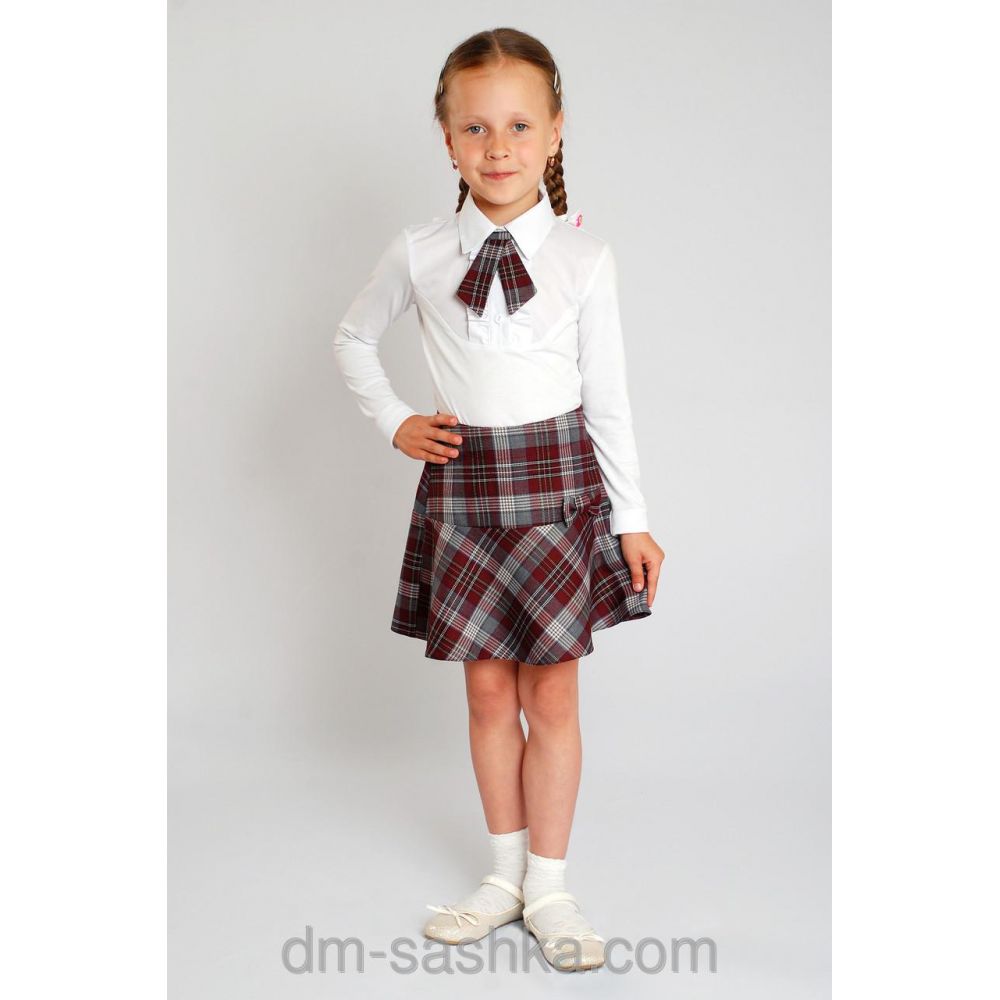 Спідниця шкільна для дівчинки + галстук 34-1646 шотландка