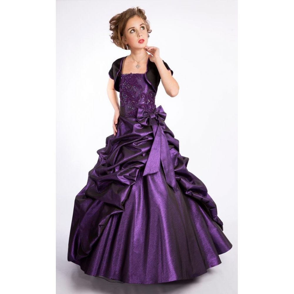 Нарядное платье для девочки Бал Парча фиолетовое