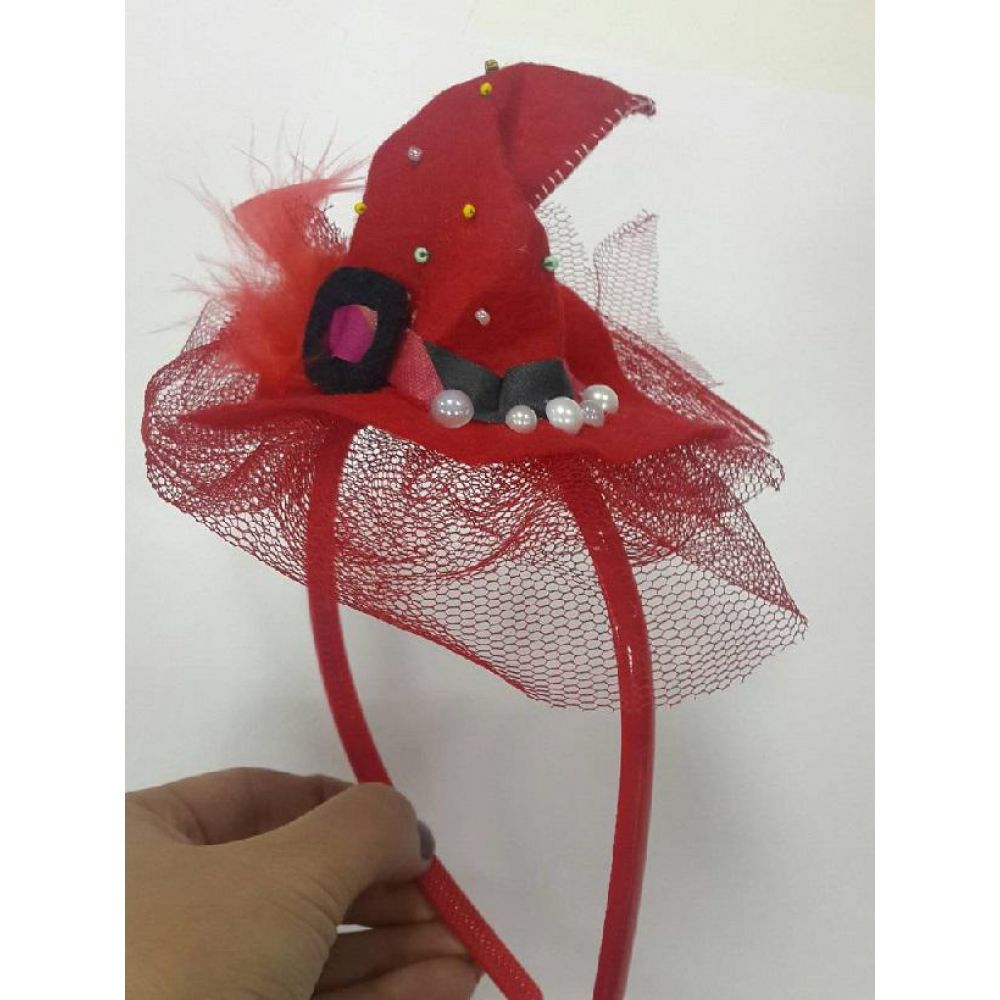 Карнавальный костюм - обруч Шляпа Ведьмочки красная