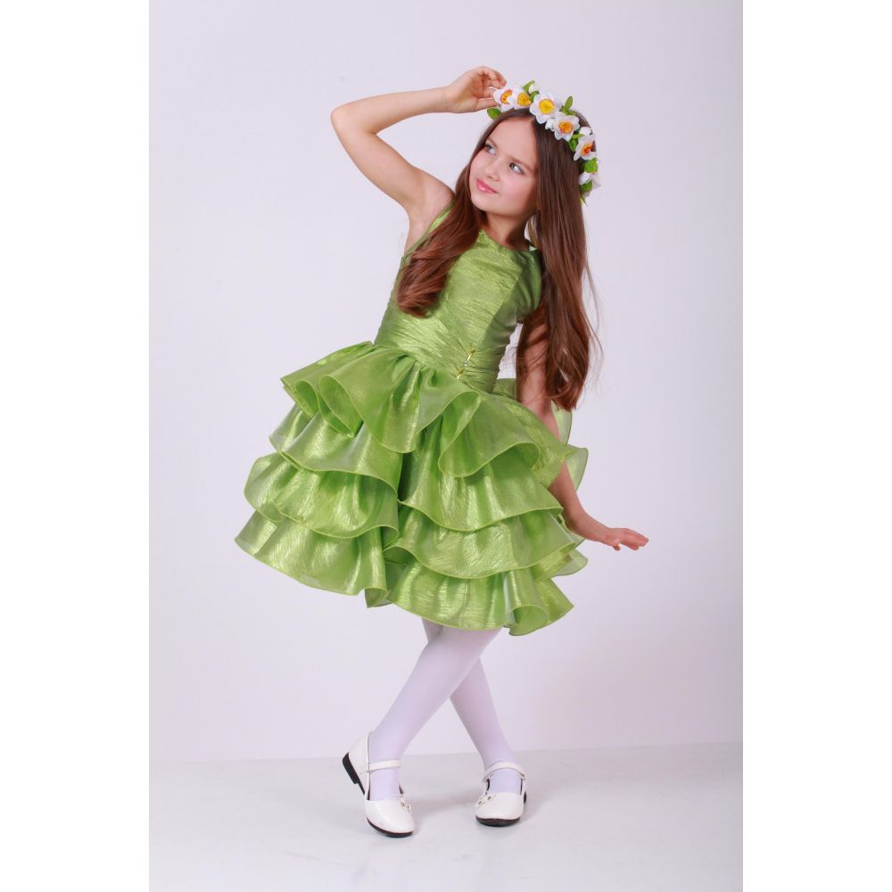 Ошатне плаття для дівчинки Рюша зелений