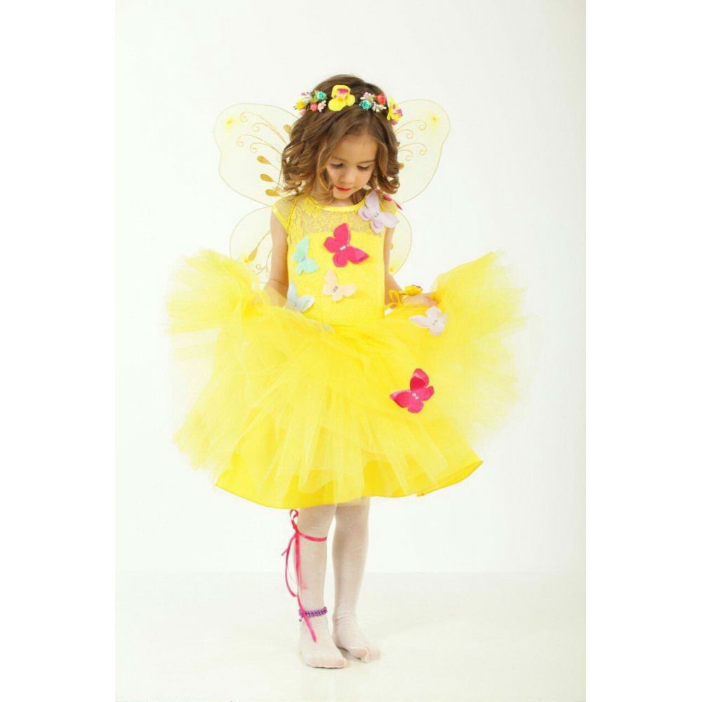 Карнавальный костюм для девочки Фея- Бабочка желтая