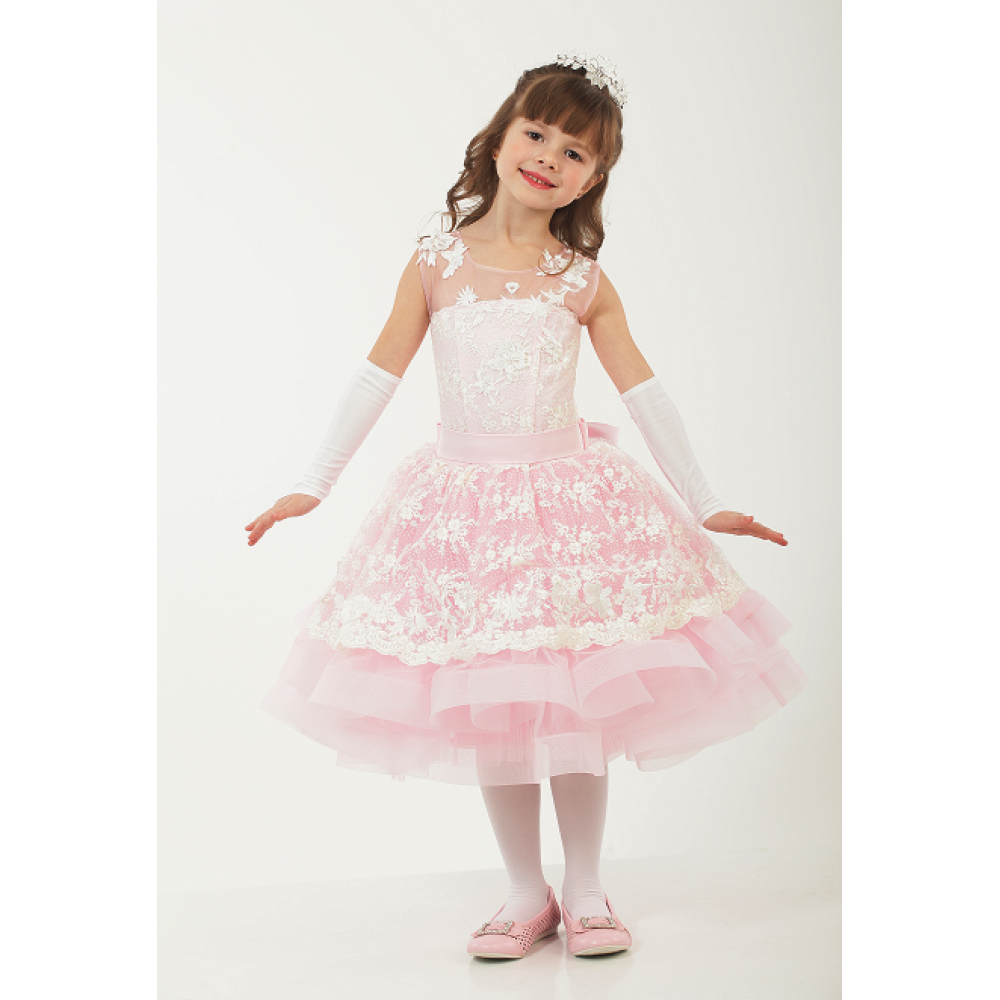Нарядное бальное платье для девочки 9755 розовый