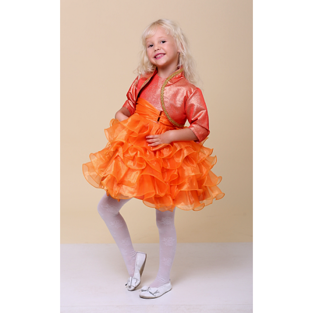 Ошатне плаття для дівчинки Рюша помаранчева