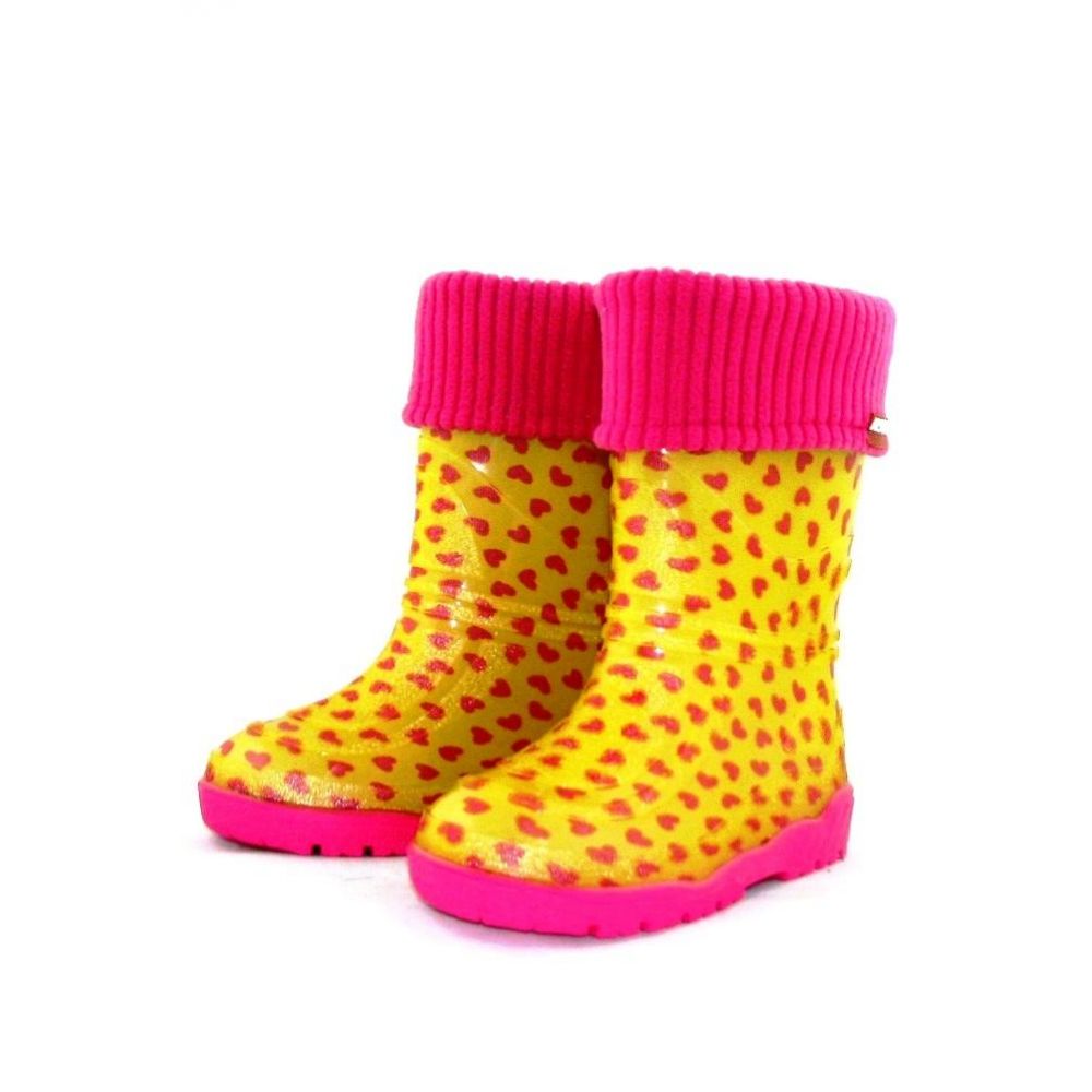 Гумові чоботи для дівчинки Міні серця жовті 301/401