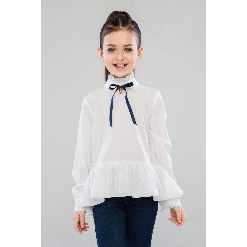 Блуза школьная для девочки Глэйдис молочная 46909 ТМ Suzie