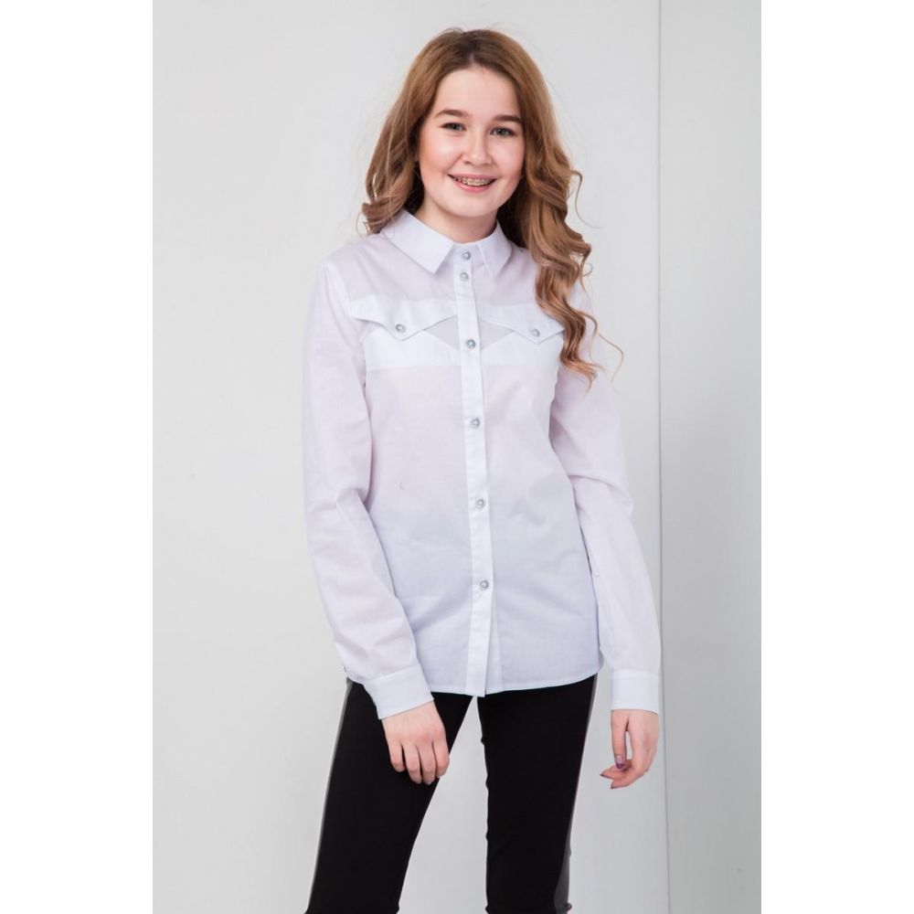 Блуза школьная для девочки Жасмин СЧ-27913 белая ТМ Suzie