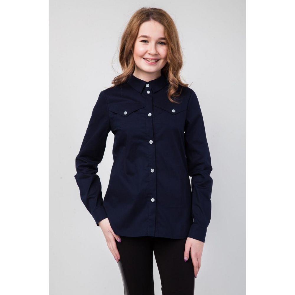 Блуза школьная для девочки Жасмин СЧ-27913 синяя 
