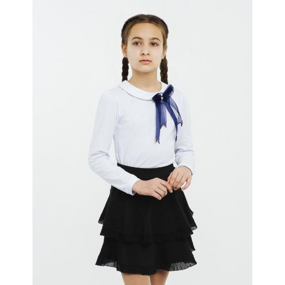 Блуза шкільна трикотажна для дівчинки біла 114647 дл.р