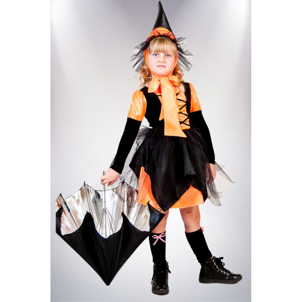 Карнавальный костюм для девочки Ведьмочка №5 оранжевая ТМ Сашка
