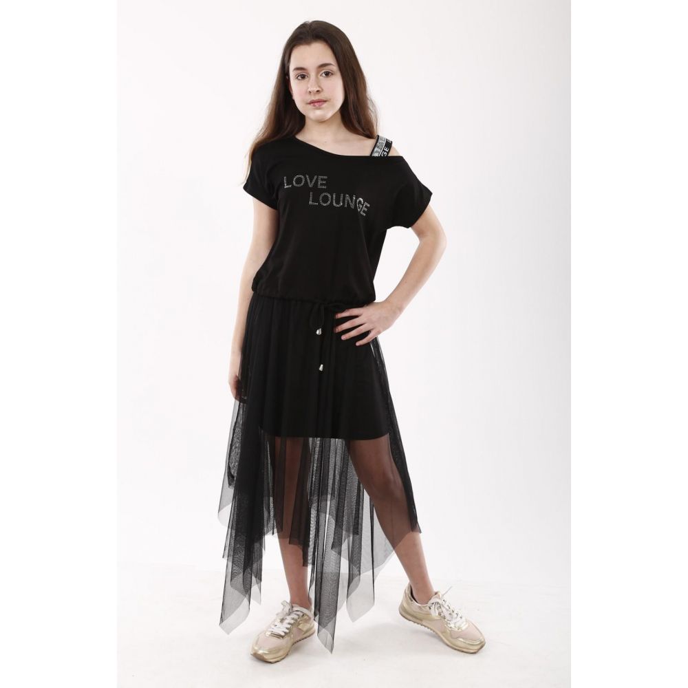 Комплект для девочки юбка + футболка 2100, 03 черный ТМ Marions