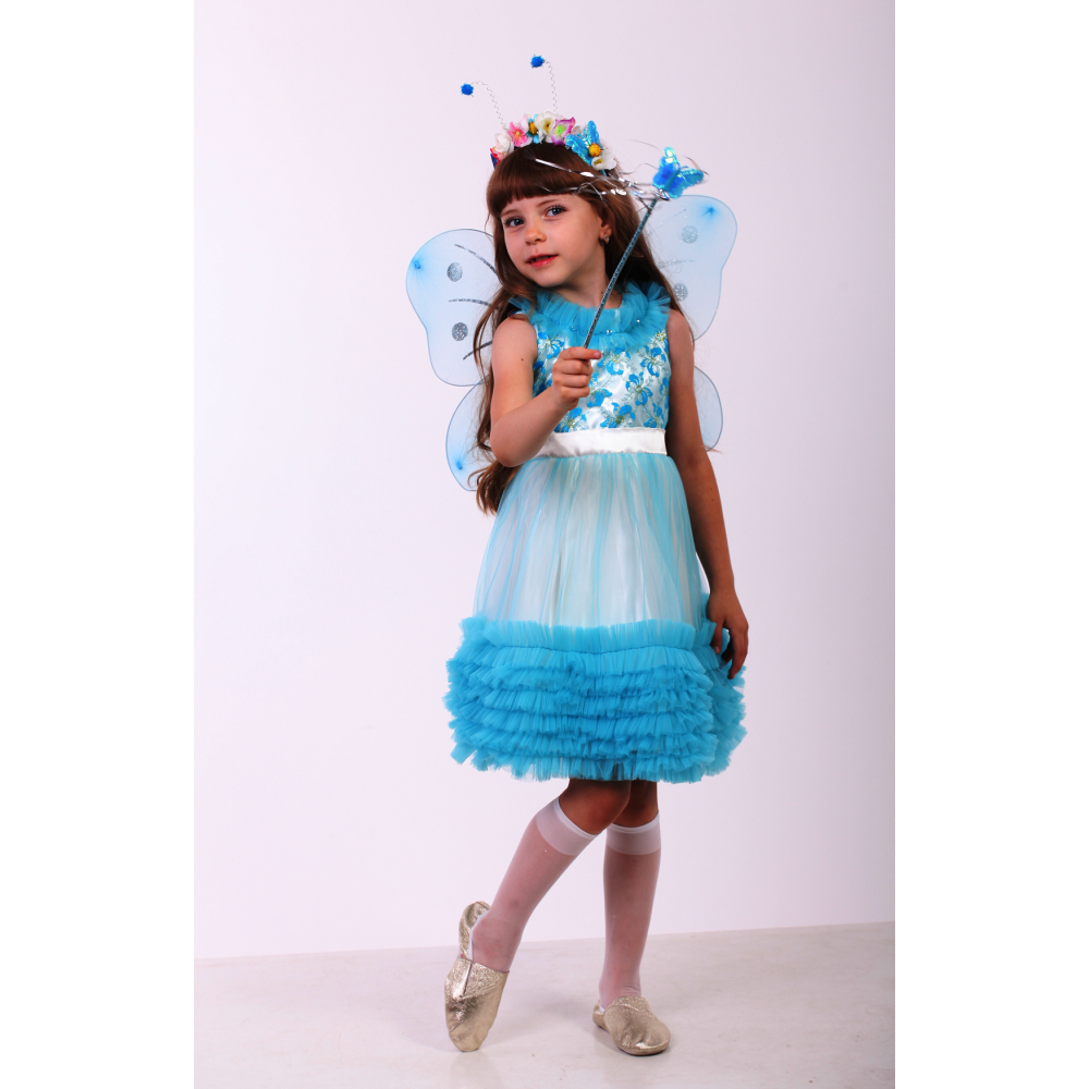 Карнавальний костюм для дівчинки Метелик бірюза