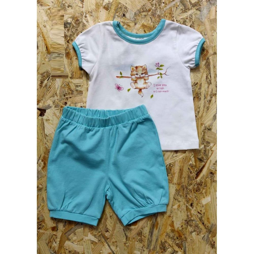 Комплект (футболка и шорты) для девочки 201-04 мята