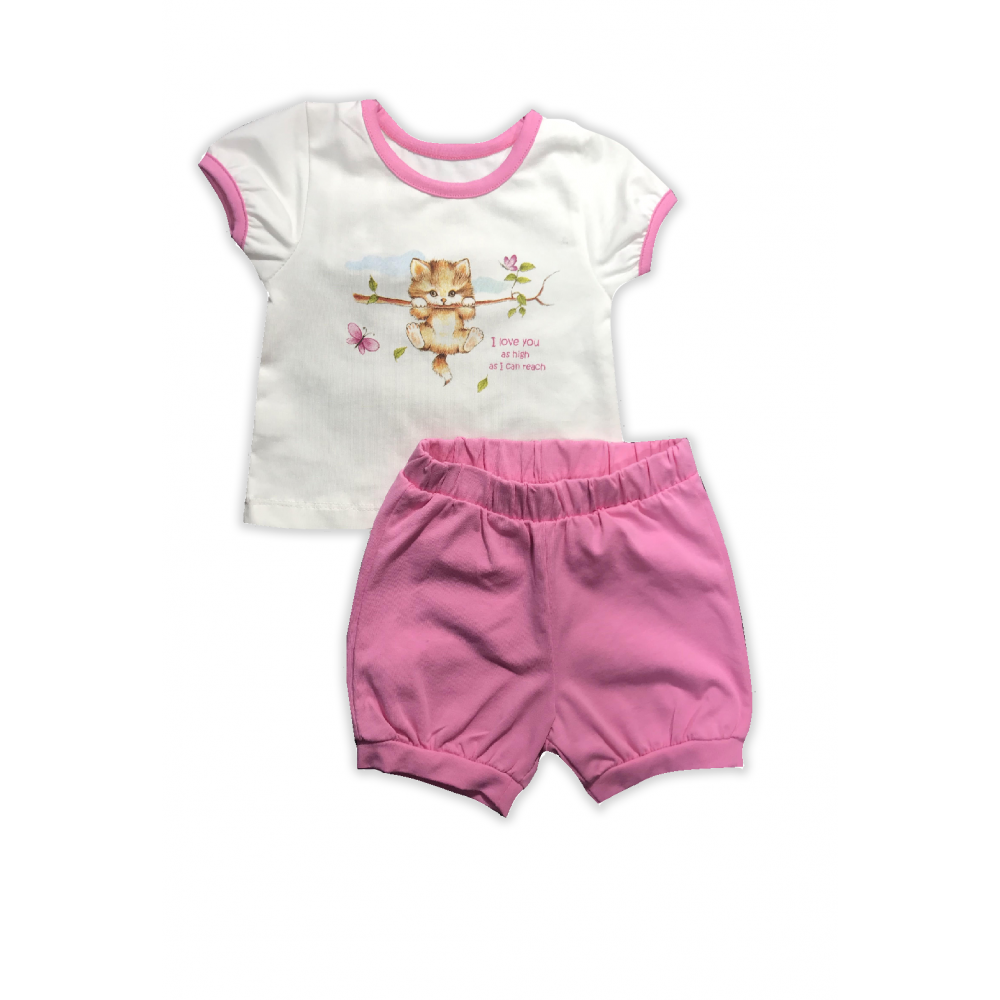 Комплект (футболка і шорти) для дівчинки 201-04 рожевий
