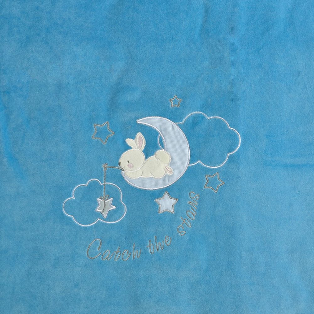 Плед одеяло утеплённый 109099-01-32 велюр ярко-голубой