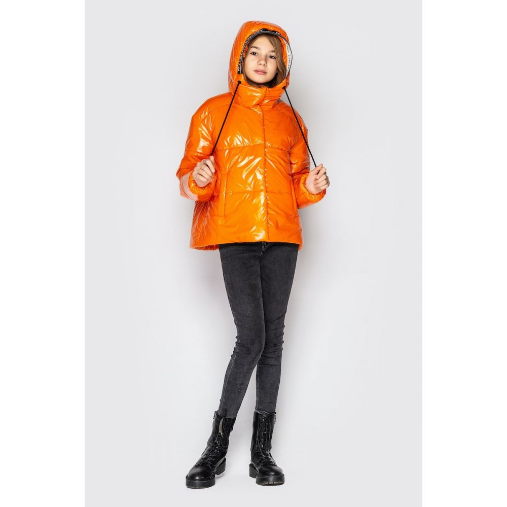 Куртка Мэнди из лаковой плащевки оранжевая 
