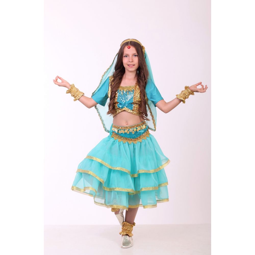 Карнавальний костюм для дівчинки Індійський національний костюм, Схід, східна красуня, Індіанка бірюза