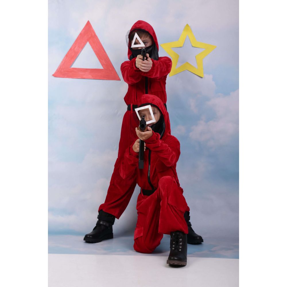Карнавальний костюм Гра в кальмара Охоронець в червоному Уніформа охоронця