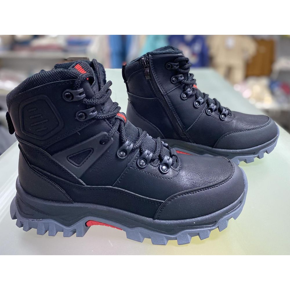 Черевики зимові HD611-1 чорний/червоний