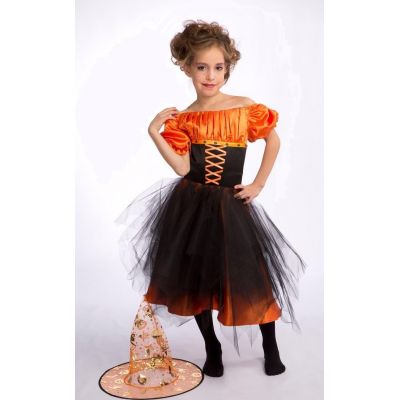 Карнавальний костюм для дівчинки Відьма - Ведьмочка помаранчева