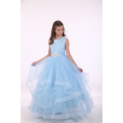 Нарядное платье для девочки 8703 голубое 