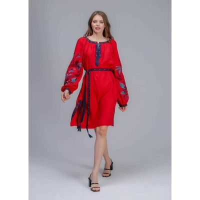 Вышиванка платье Соломія червона