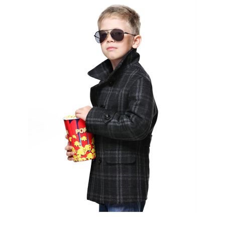 Пальто демисезонное детское для мальчика D700 (Серая клетка)