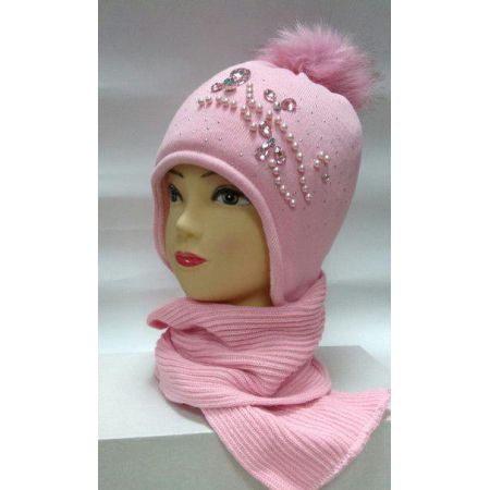 Шапка + шарф на флісі для дівчинки Балабон