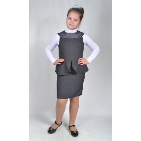 School sundress Lily 13132 gray