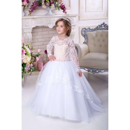 Нарядное платье для девочки 9725 со шлейфом