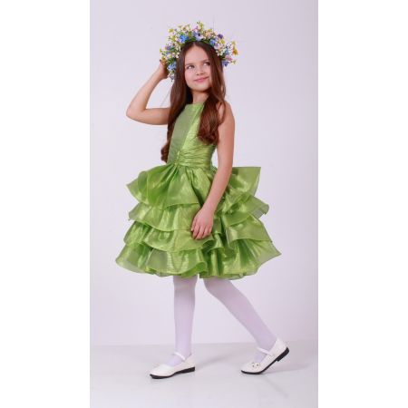 Прокат Нарядное платье для девочки Рюша зеленая Весна