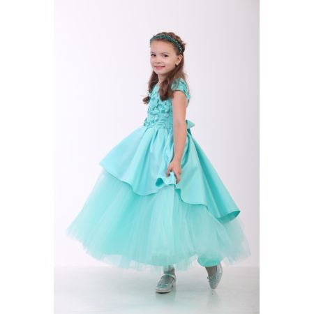 Ошатне плаття для дівчинки Піонія фатин м'ята