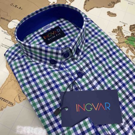 School shirt for a boy 12-51-15(092/4) cage blue-green