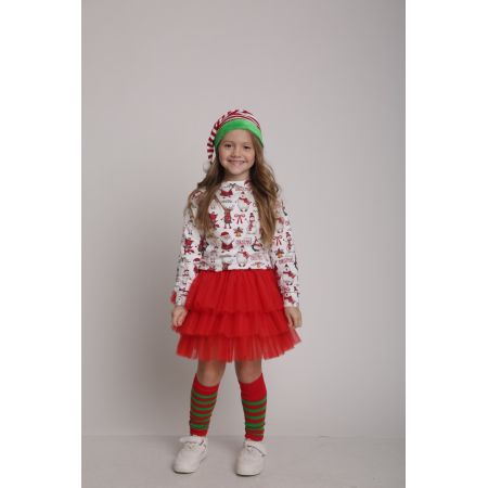 Комплект (свитшот+юбка+шапочка) Новогодний