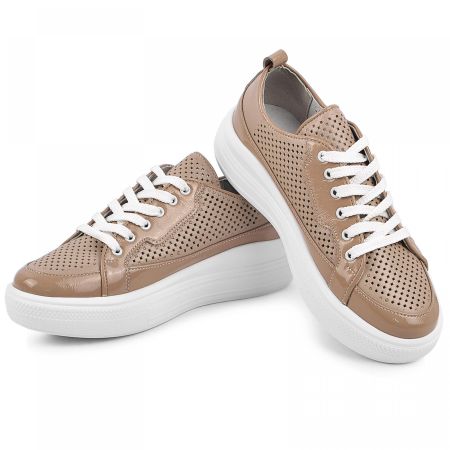 Кроссовки Люси бежевые лак 