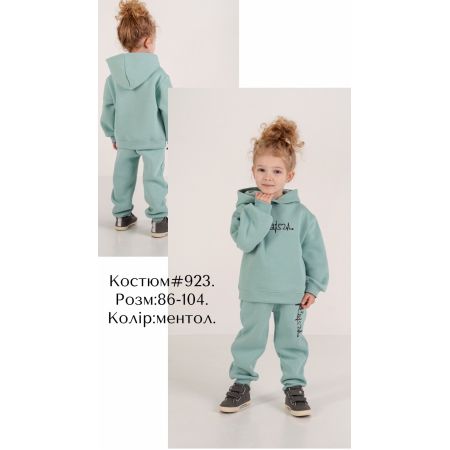 Спортивний костюм з начосом 923 Ноти ментол