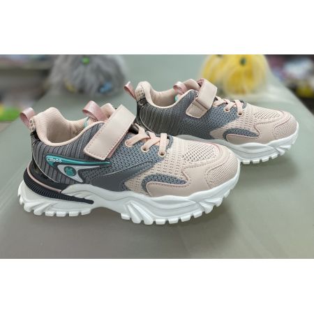 Кроссовки серо розовые L-601