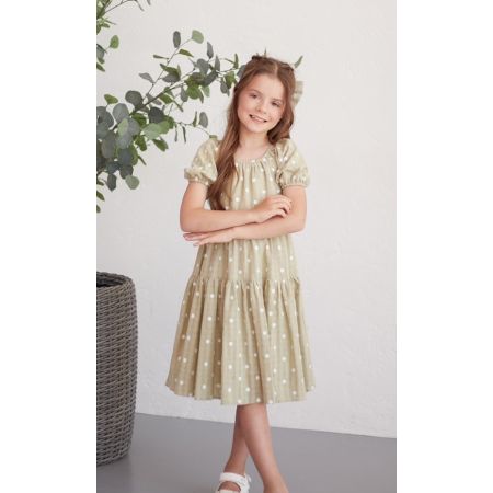 Платье Мишель горох оливковое