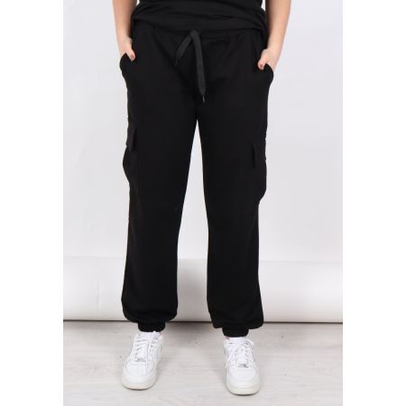 Спортивні штани карго з кишенями чорні 1851