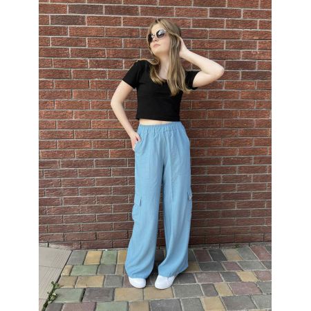 Pants Palazzo Cargo blue summer