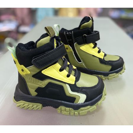 Черевики зимові чорно-зелені 6653-3