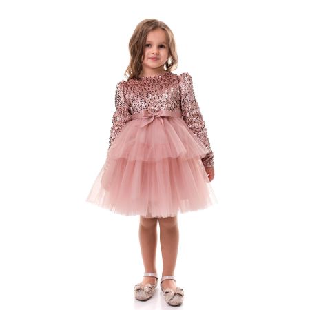 Платье нарядное Вилена пудровое