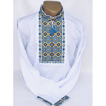 Сорочка Вишиванка синьо-жовта візерунок