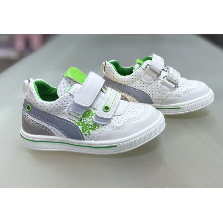 Кроссовки бело зеленые P553