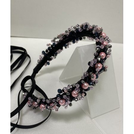 Обруч чорний з рожевим 111