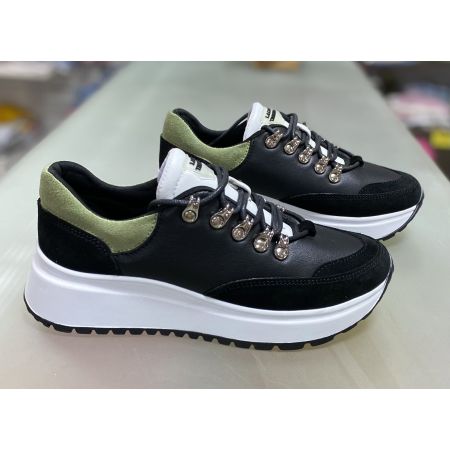 Кроссовки черно белые оливка Скай