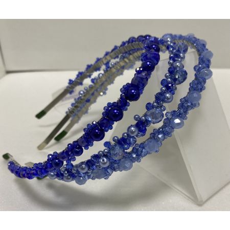 Обруч ручної роботи 117 синій блакитний