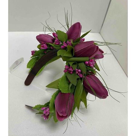 Обруч ручной работы Тюльпаны бордо