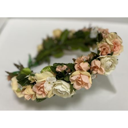 Обруч ручной работы 026 Розы айвори персик