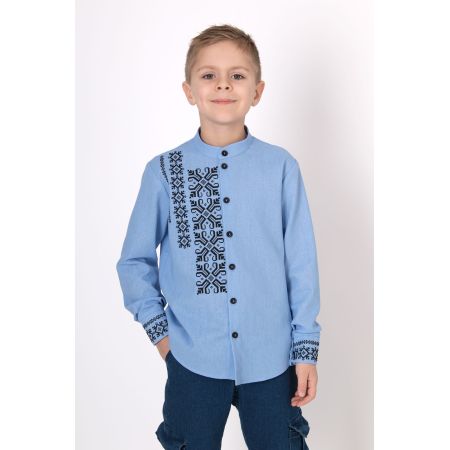 Сорочка вишиванка 4977/5251 блакитна з чорним